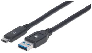 INTELLINET/MANHATTAN USB 3.1 Cable Gen 1, Type-A Male to Type-C Male, 5 Gbps, 3m Black