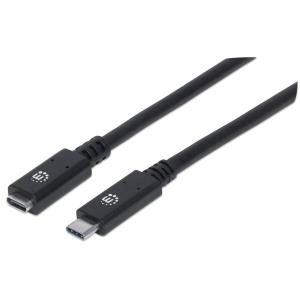 INTELLINET/MANHATTAN USB 3.1 Cable Gen 2, Type-C Male to Type-C Female, 10 Gbps, 5 A, 50cm Black
