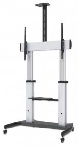 INTELLINET/MANHATTAN TV Cart - 1 TV - Tilt/Height-Adjustable - 60 to 100in - Silver/Black