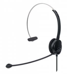 INTELLINET/MANHATTAN Headset Single-sided On-ear Design w/Adjustable Microphone - Mono - USB - Black