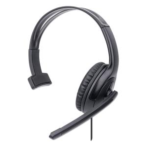 INTELLINET/MANHATTAN Headset Single-sided Over-ear Design w/Adjustable Microphone - Mono - USB - Black