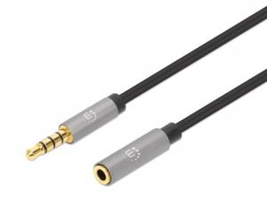 INTELLINET/MANHATTAN Stereo Audio Extension Cable 3.5mm Male to Female Slim Premium Gold-plated 3m