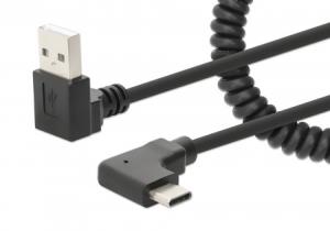 INTELLINET/MANHATTAN USB-C TO USB-A Cable Curly 1m- Male/Male Black USB 2.0