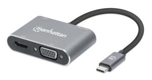 INTELLINET/MANHATTAN USB-C to HDMI & VGA 4-in-1 Docking Converter with Power Delivery