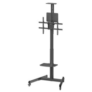 INTELLINET/MANHATTAN TV Cart - 1 TV - Tilt/Height-Adjustable - 37 to 86in - Black