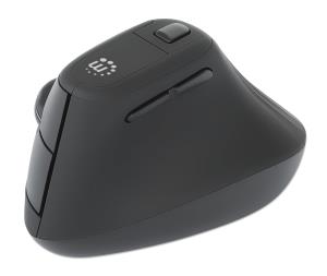 INTELLINET/MANHATTAN Vertical Ergonomic Wireless Mouse - Optical - USB - Black