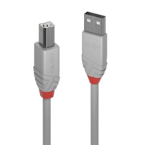 LINDY Cable - USB Type A Male To B Male - Cool Grey - 5m