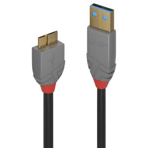 LINDY Cable - USB2.0 Type A Male To Micro Type B Male - Anthraline - 50cm - Black