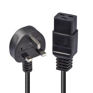 LINDY Extension Cable - Uk Mains Plug To Iec C19 - 2m - Black