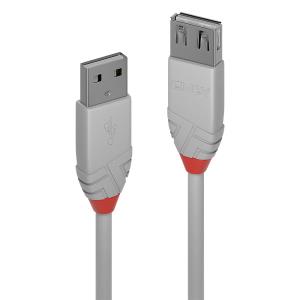 LINDY Extension Cable - USB Type A Male To A Female - Anthraline - Grey - 1m