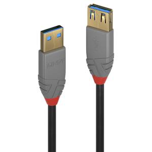 LINDY Extension Cable - USB Typea Male To A Female - Anthraline - Black - 50cm