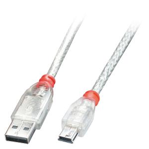 LINDY Cable - USB Type A Male To USB Mini-b Male - Transparent - 20cm
