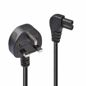 LINDY Extension Cable - Uk 3 Pin Plug To Right Angled Iec C7 - Black - 50cm