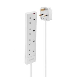 LINDY Mains 4 Way Gang Socket White 2m