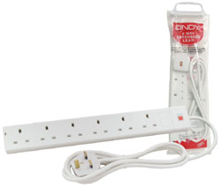LINDY Mains 6 Way Gang Socket White 5m