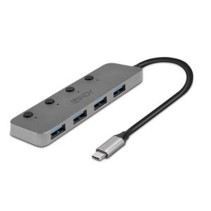 LINDY 4 Port USB 3.2 Type C Hub With On/off Switches