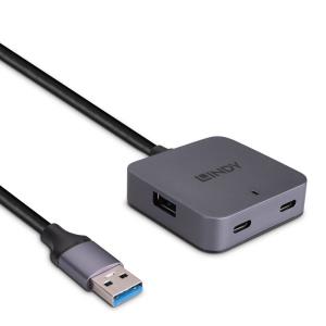 LINDY USB 3.0 Hub 4 Ports 2 USB Type C Und 2 USB Type A 5m