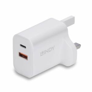 LINDY 30w USB Type A + C Charger Uk Plug