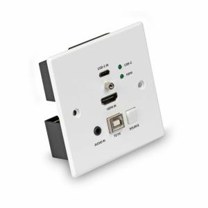 LINDY CAT6 Hdmi 4k60 & Type C Hdbaset Uk Wall Plate KVM Extender, Transmitter 150m