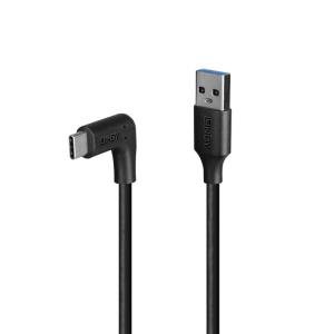 LINDY Cable - USB-a Male - USB-c  Male - 1m - 90 Degree Right Angle 10gbps Black