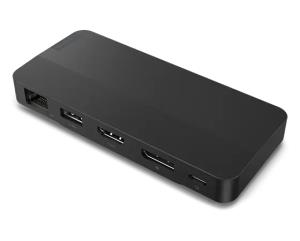 LENOVO USB-C Dual Display Travel Dock - HDMI 2.1 /  DP 1.4 / USB-A / 2x USB-C 10 Gbps / GbE  - 65W USB Power Delivery - with power adapter UK