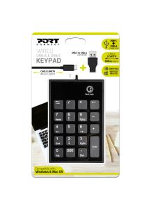 PORT DESIGNS Numeric Keypad - Wired USB-C & USB-A