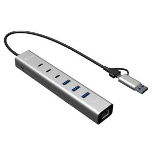 I-TEC ELECTRONICS USB-c/USB-a Metal Hub 6 Port (3x USB-c, 3x USB-a), Lan, Power Delivery 85w