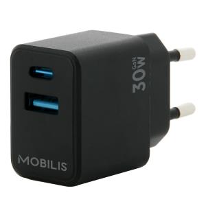 MOBILIS Wall Charger - 30W - 1 USB A + 1 USB C - GaN