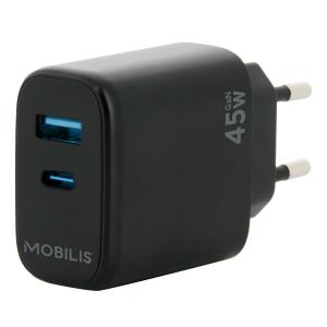 MOBILIS Wall Charger - 45W - 1 USB A + 1 USB C - GaN