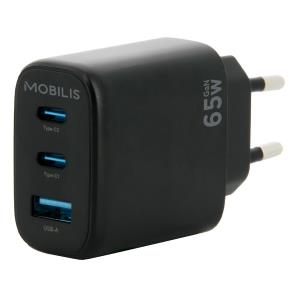 MOBILIS Wall Charger - 65W - 2 USB C + 1 USB A - GaN