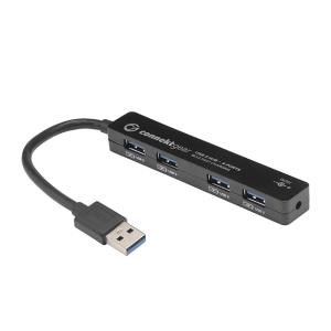 COMPUTER GEAR 4 PORT HUB USB 3 - WITH UK POWER SUPPLY - BLACK