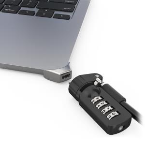 MACLOCKS Ledge Adapter for MacBook Air 15-inch (M2/M3/M4/M5) with Combination Cable Lock (Corner Lock) - Silver/ Black