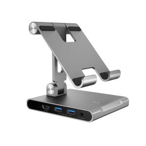 J5CREATE Multi Angle Stand With Docking Station - 1x USB-c 1x Pd (100w Port) 1x Hdmi 2.0 2x USB 1x Sd/microsd 1x 3.5 Mm For iPad Pro - Space Grey