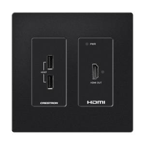 CRESTRON DM Essentials 4K Receiver - HDMI and USB 2.0 Signal Extension over CATX Cable - Wall Plate - Black